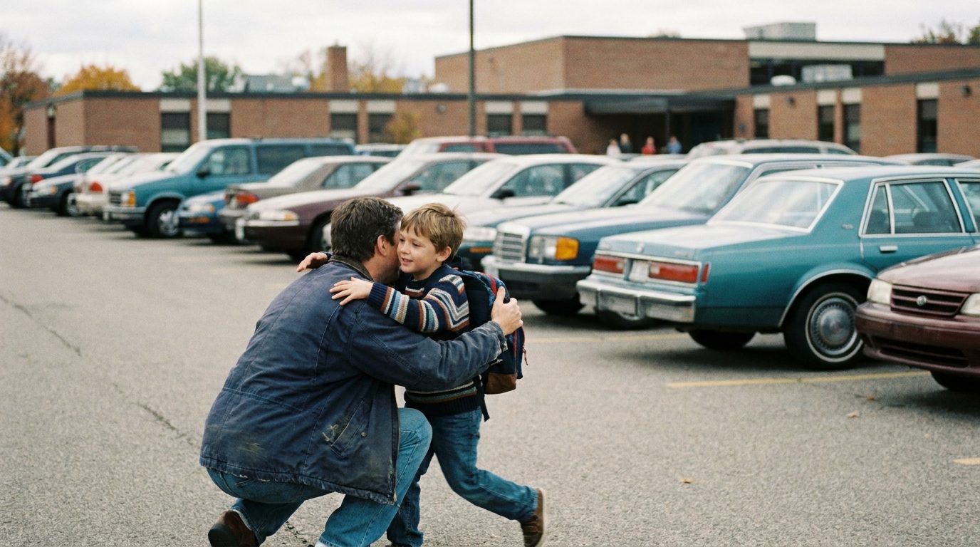 Parent picking up their child at the school pickup line