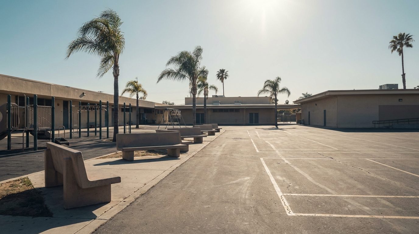 Southern California school courtyard and playground